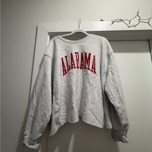 Champion White Crewneck Sweatshirt with Red 'ALABAMA' Arch Logo